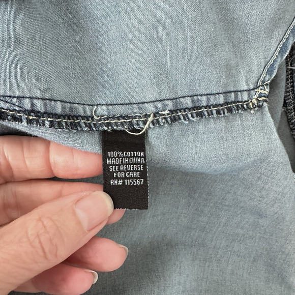 Spoon Chambray Dress Coastal Cowgirl Button Front Denim Shirt Dress Size Large - Picture 10 of 14